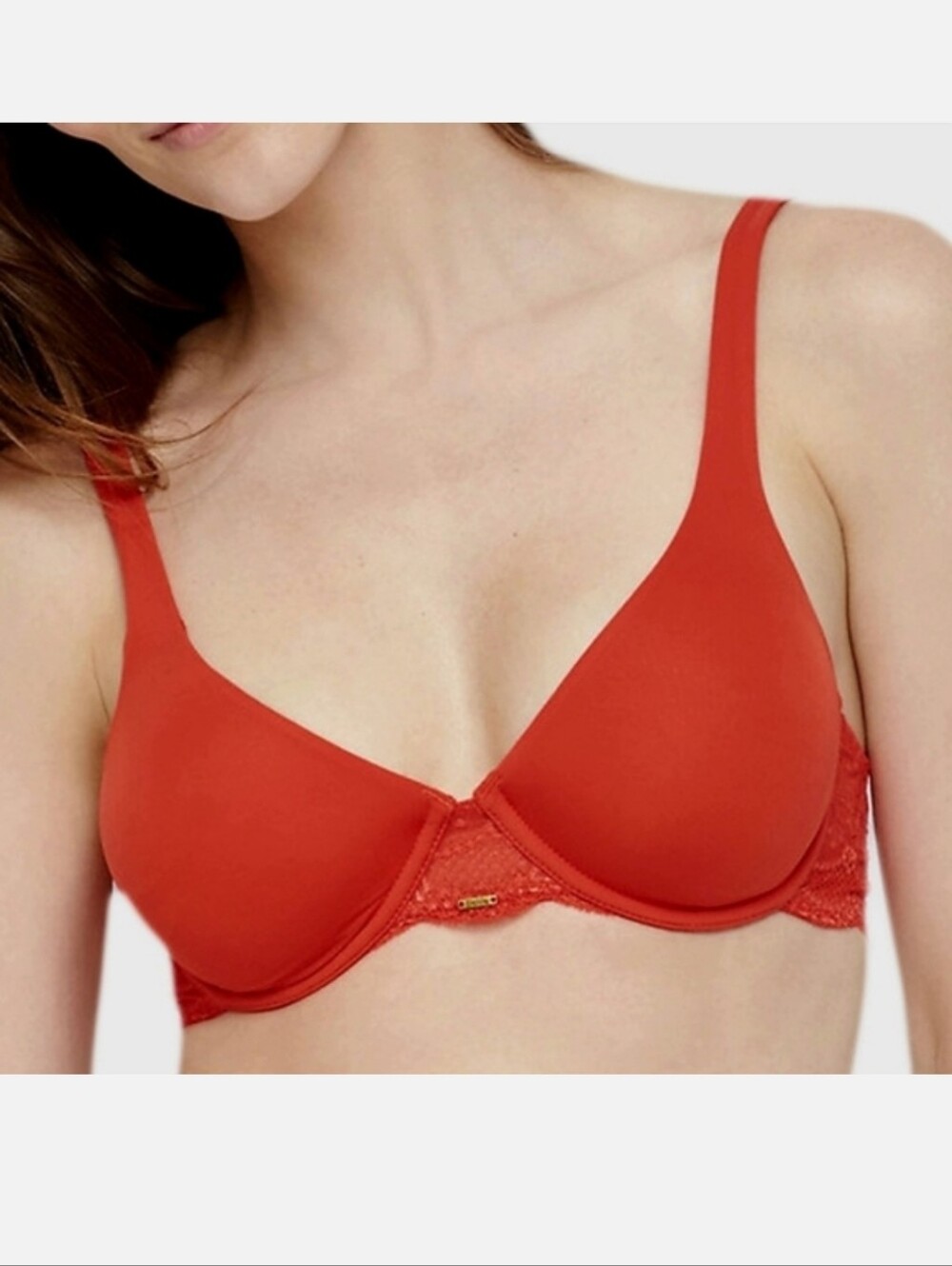 NWT Red Unlined UnderwireLace Demi Bra 34D